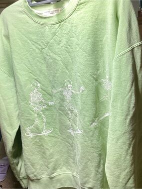 Light Green Skeleton Skate Crewneck Sweatshirt